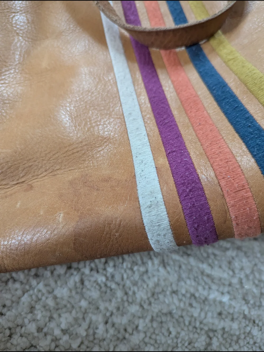 Madewell Leather Tote Bag with Multicolor Stripe - Picture 4 of 6